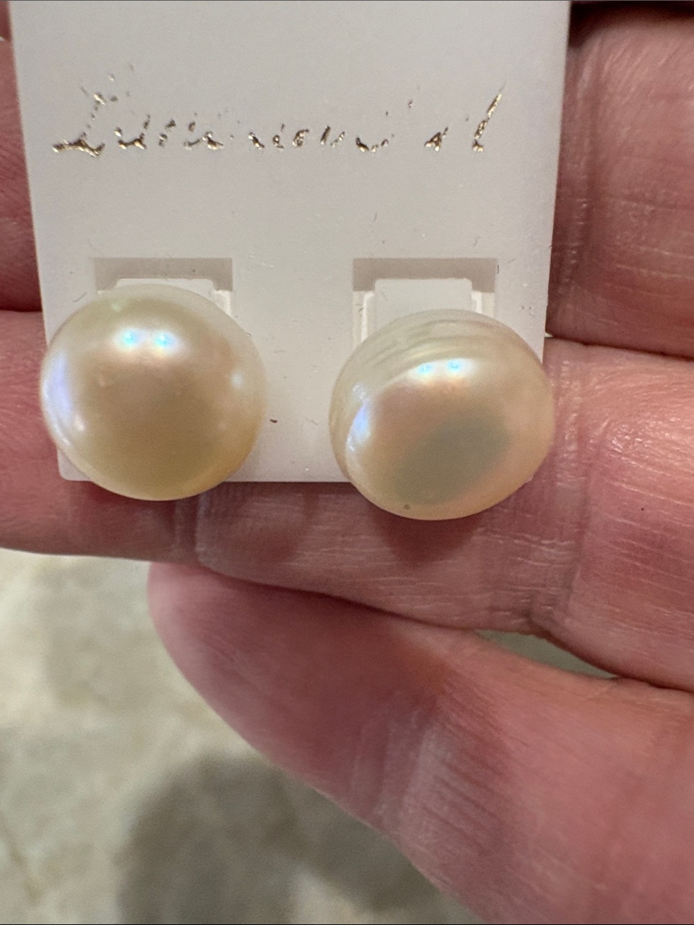 White Pearl Button Stud Earrings